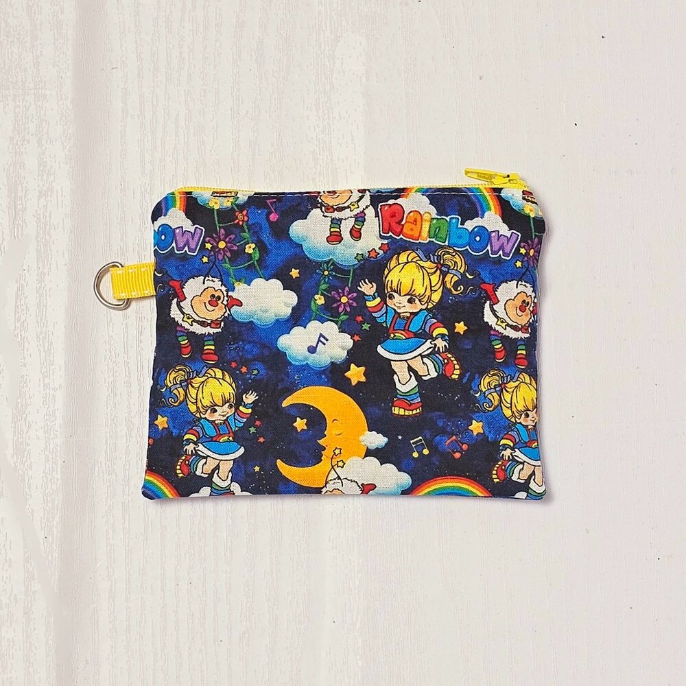 Vintage Rainbow Brite Zipper Pouch: Handmade Cotton Coin Purse